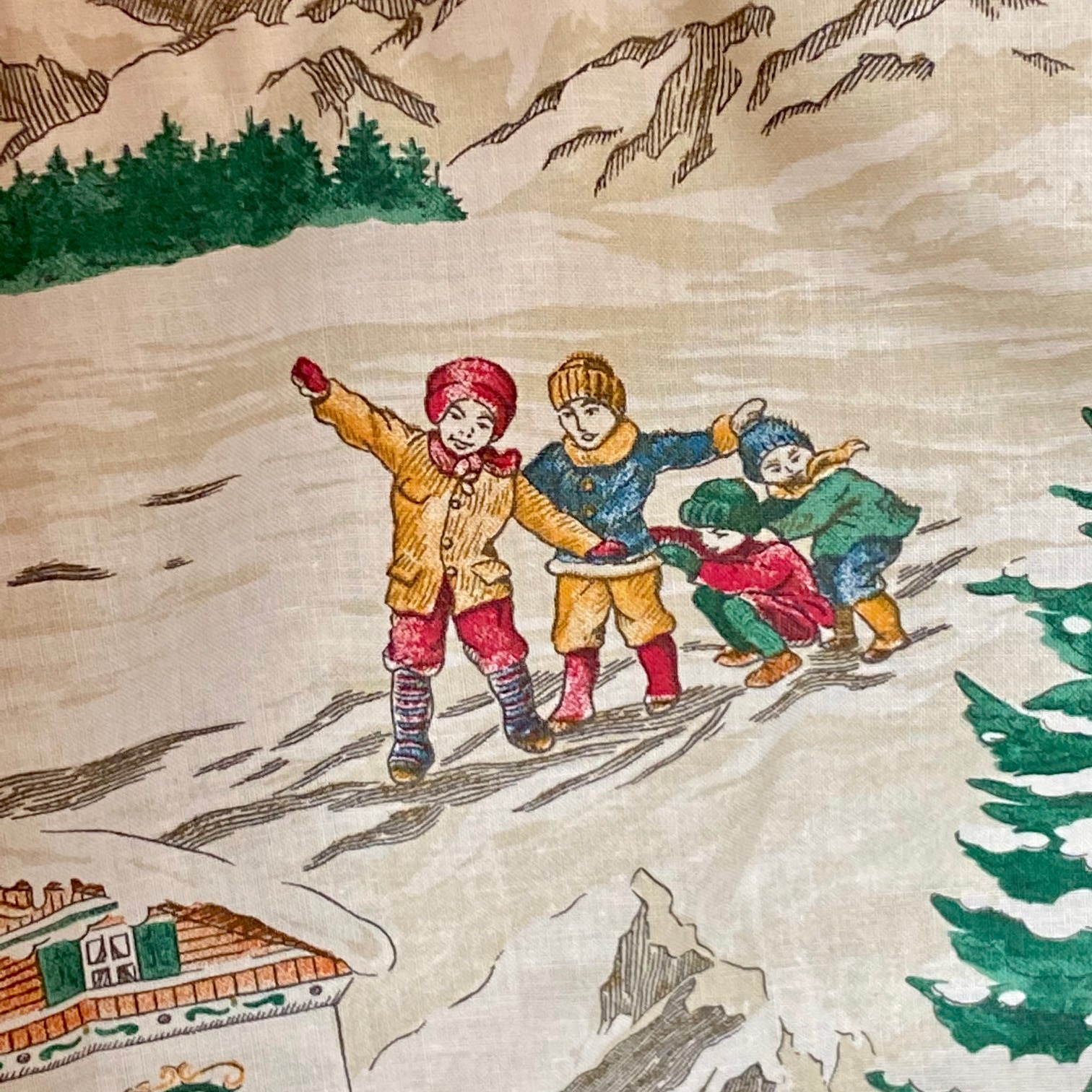 Tissu montagne ski vintage, vert foncé vue 2
