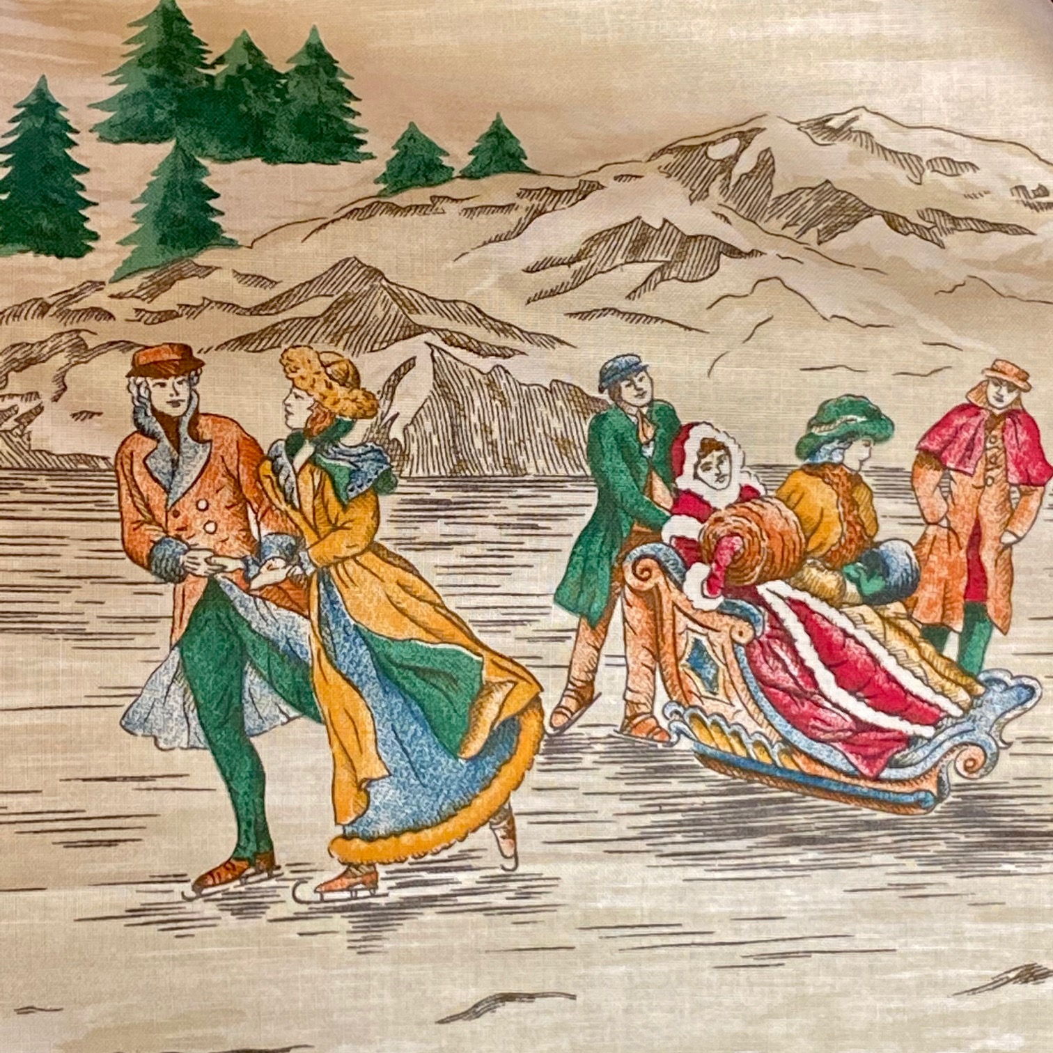 Tissu montagne ski vintage, vert foncé vue 3