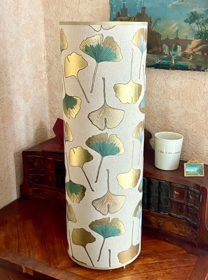 Tissu Ginkgo vert et or vue 2