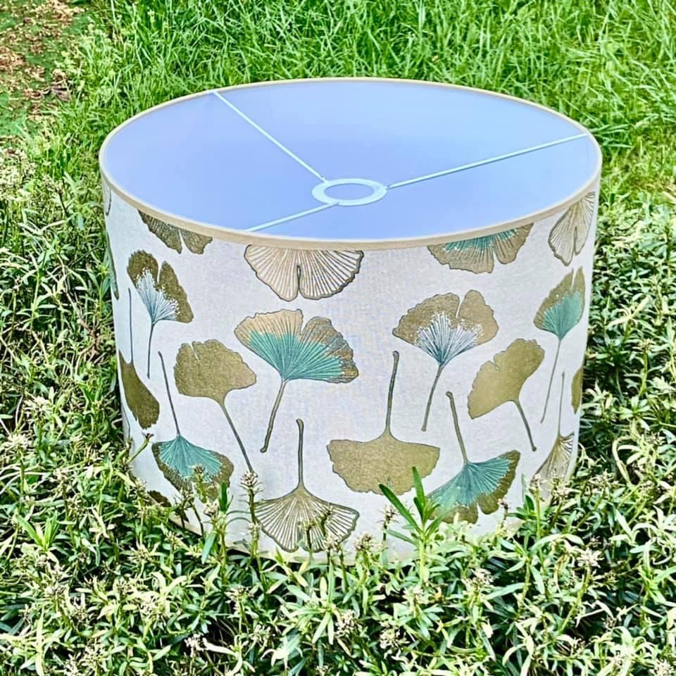 Tissu Ginkgo vert et or vue 3