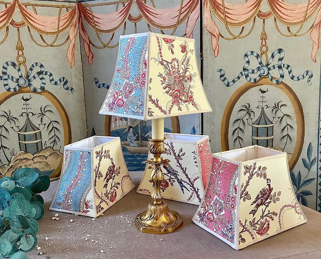 Tissu Rubans Mozart Braquenié, bleu ou rose vue 2