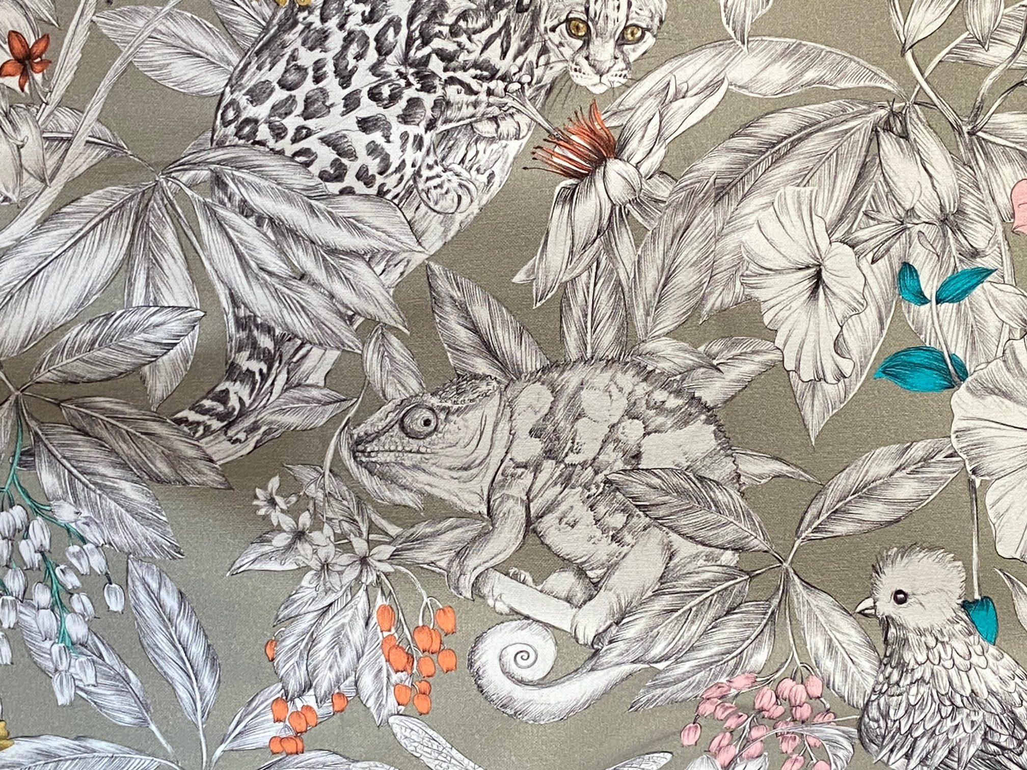 Tissu exotique "Manga" fond ficelle vue 2