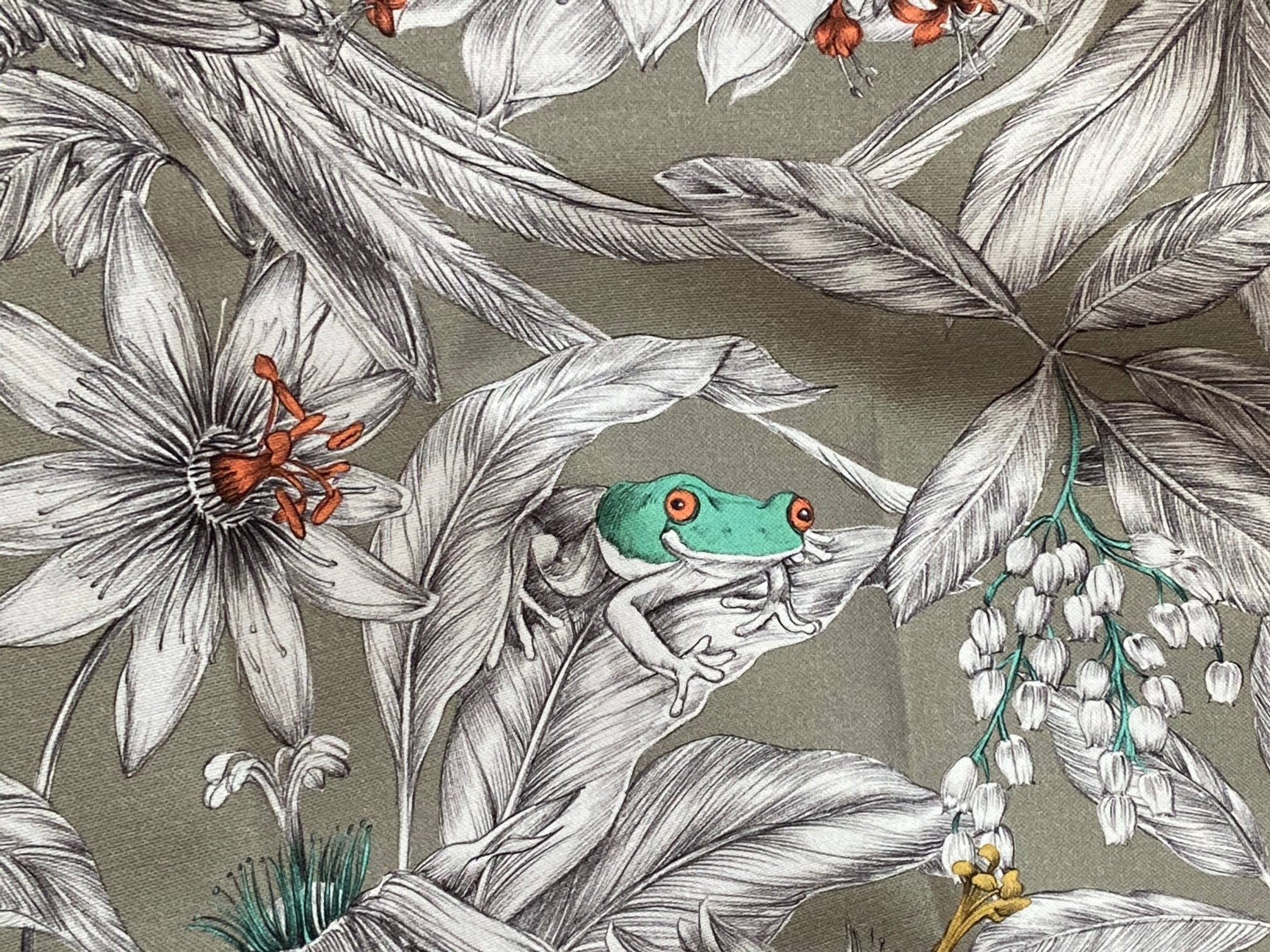 Tissu exotique "Manga" fond ficelle vue 5