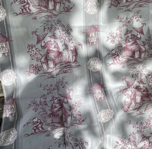 Tissu toile de Jouy chinoiseries fond gris vue 3
