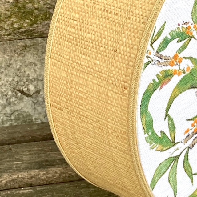 Lampe tambourin, tissu et rabane (plusieurs tailles possibles, tissus au choix) vue 3