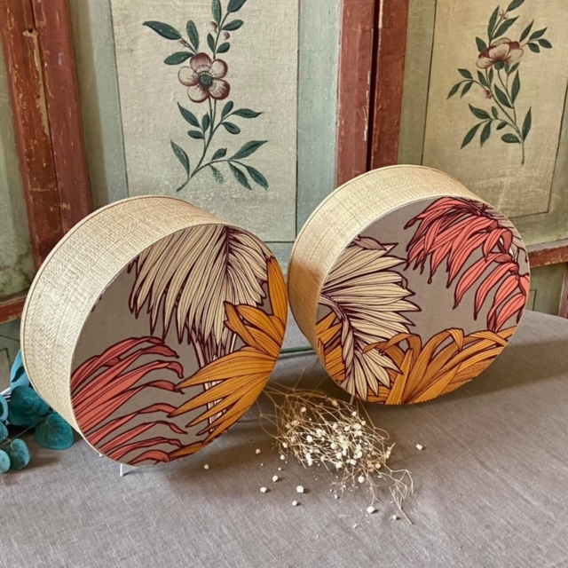 Lampe tambourin, tissu et rabane (plusieurs tailles possibles, tissus au choix) vue 5