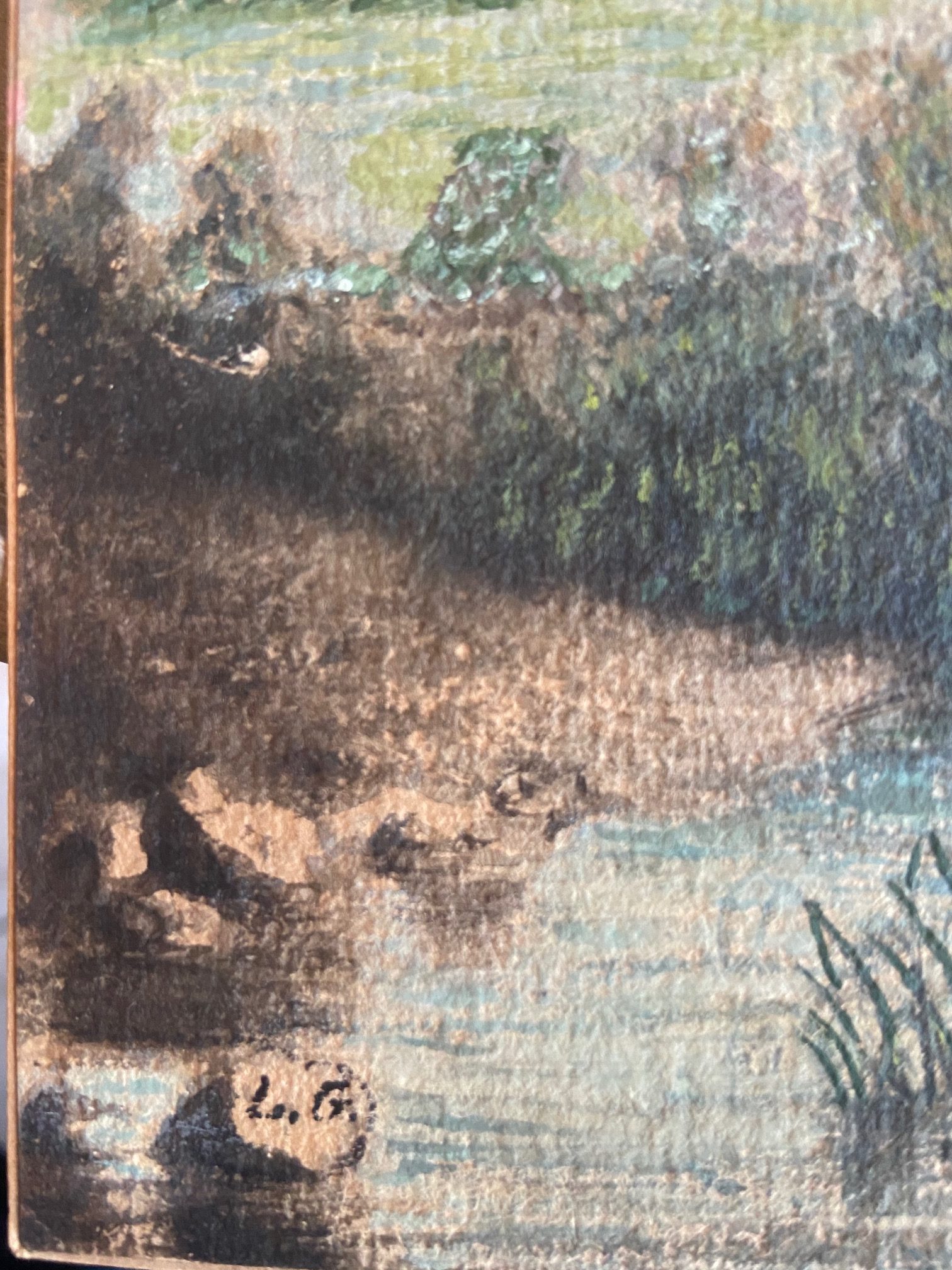 Aquarelle moulin à eau, initiales en bas à gauche vue 2