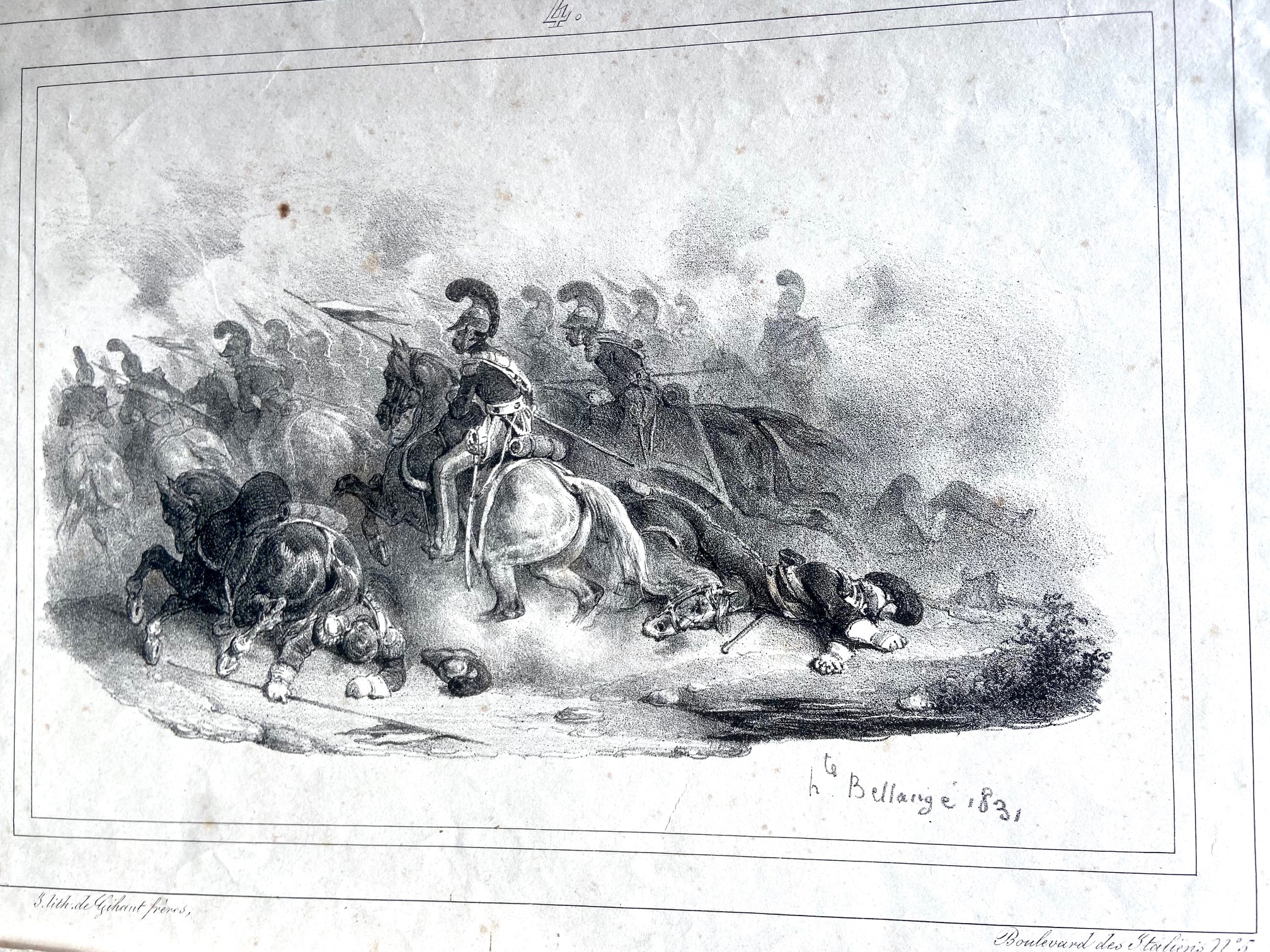 deux gravures de Bellangé, bords abimés vue 2