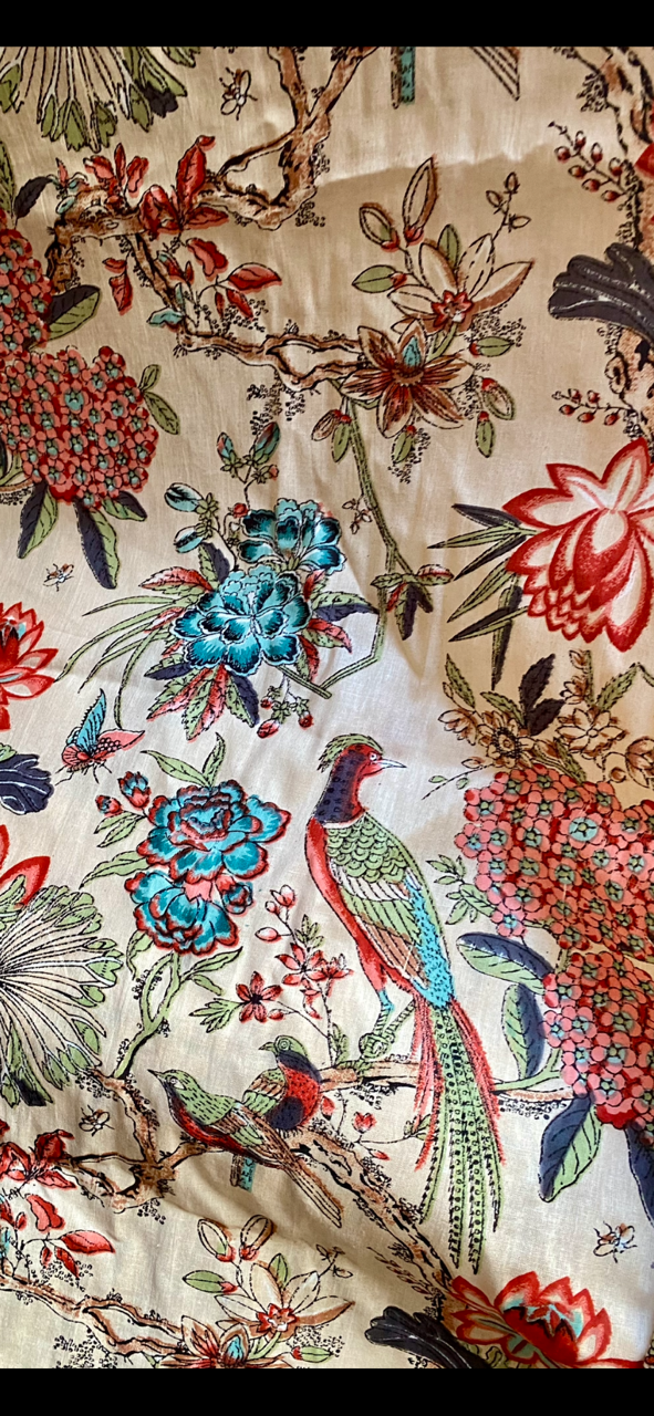 tissu indien oiseaux exotiques colorés vue 3