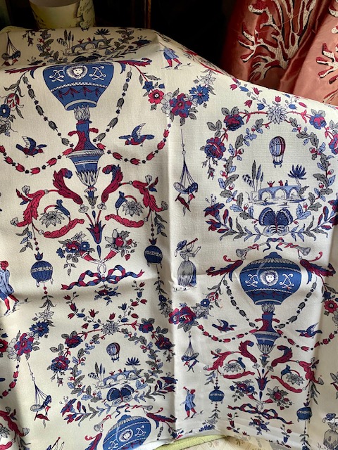 Toile de Jouy Montgolfière version bleue vue 2