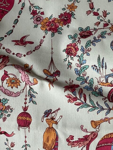Tissu Toile de Jouy montgolfière version rose vue 4