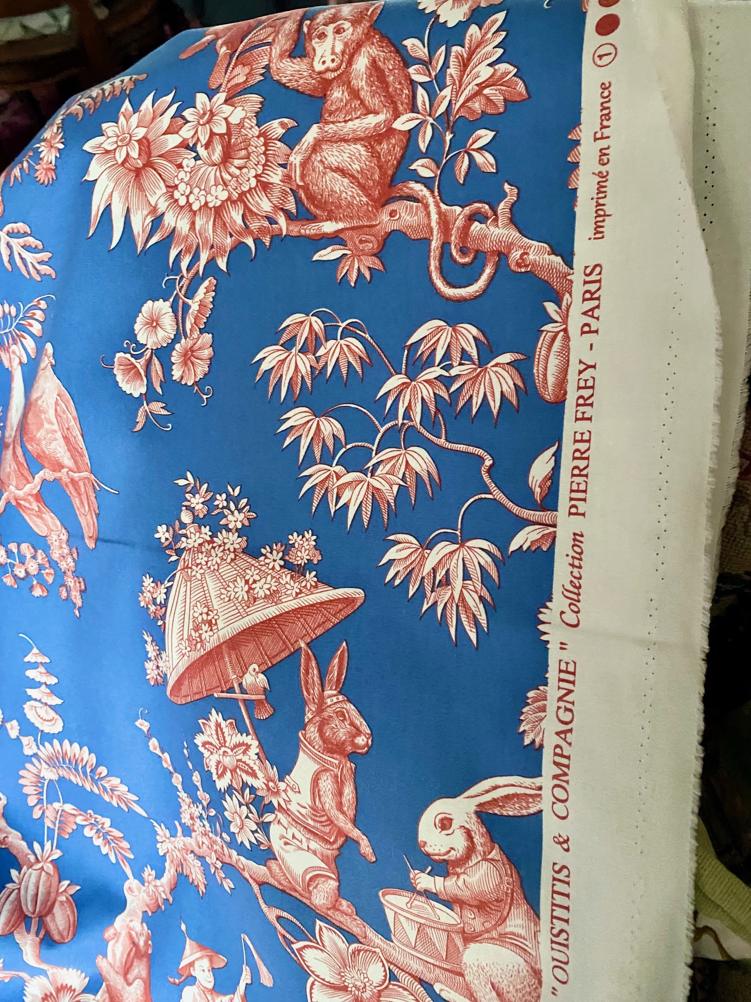 Tissu Toile de Jouy "ouistitis et compagnie" Pierre Frey vue 2
