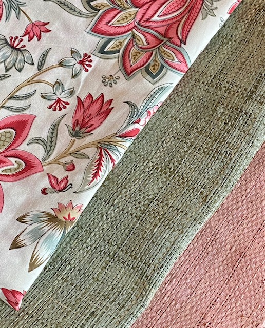 Tissu indienne rose et verte vue 2