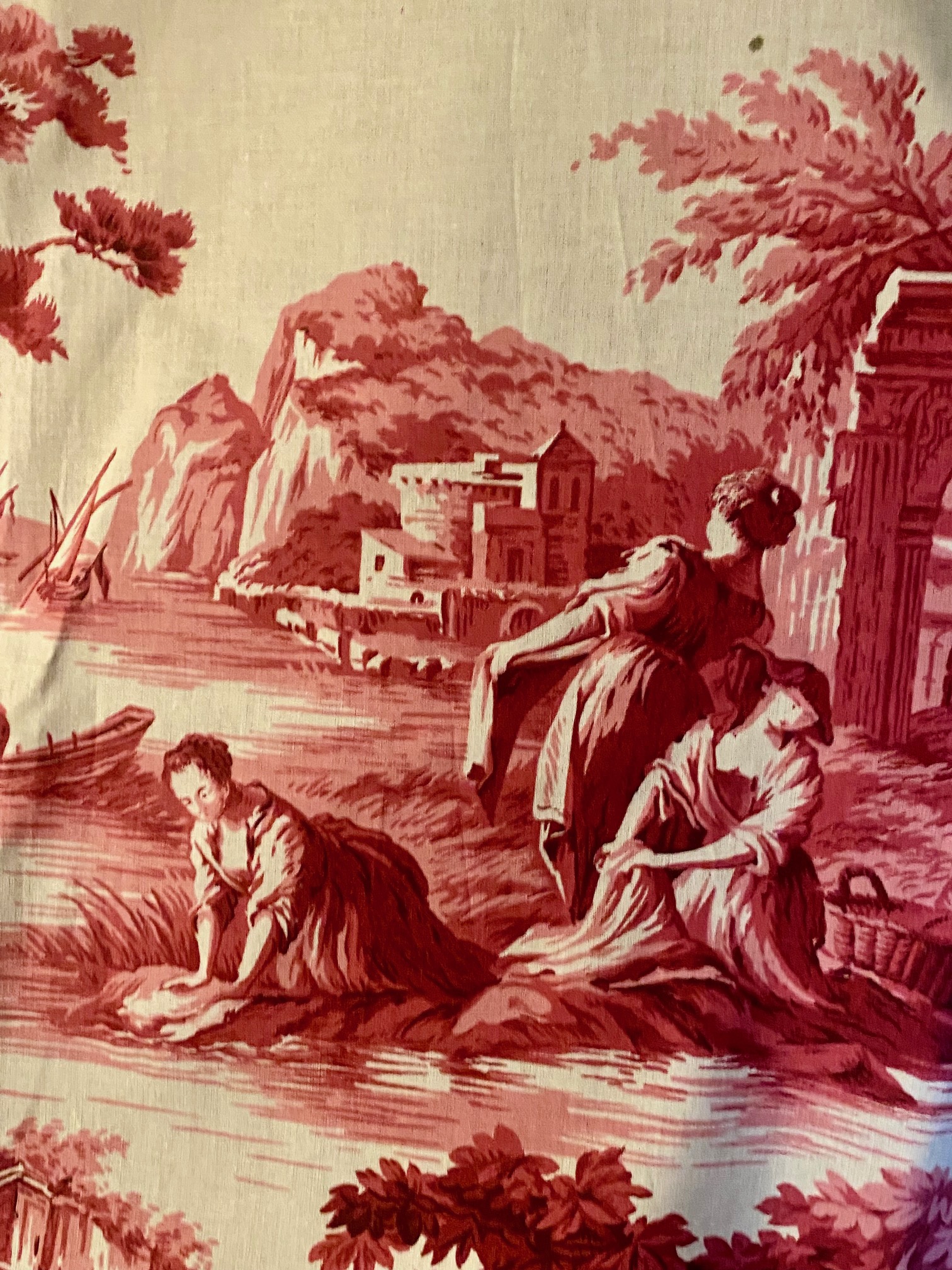 toile de jouy ancienne "scènes de pèche" coupon vue 2