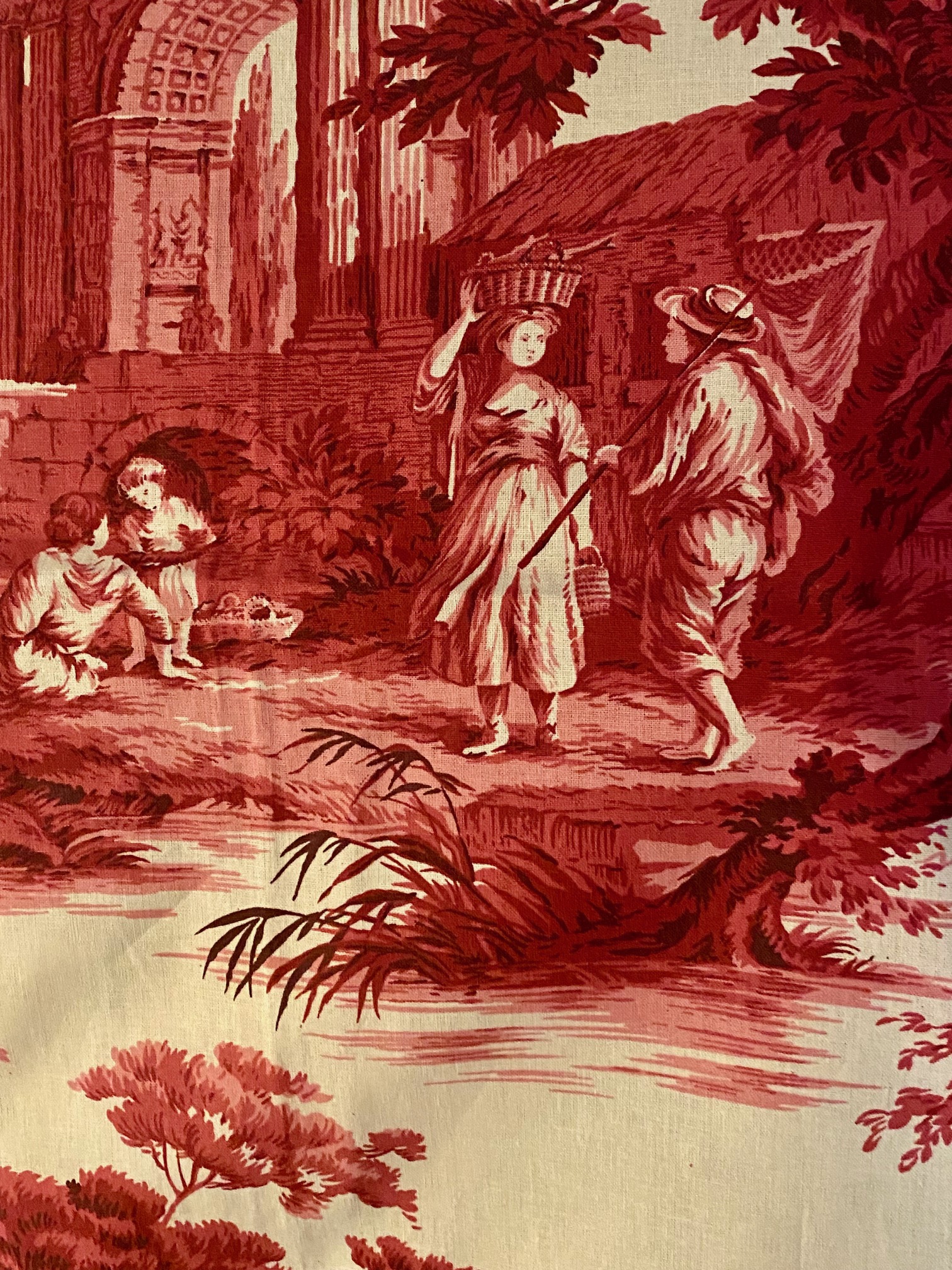 toile de jouy ancienne "scènes de pèche" coupon vue 3