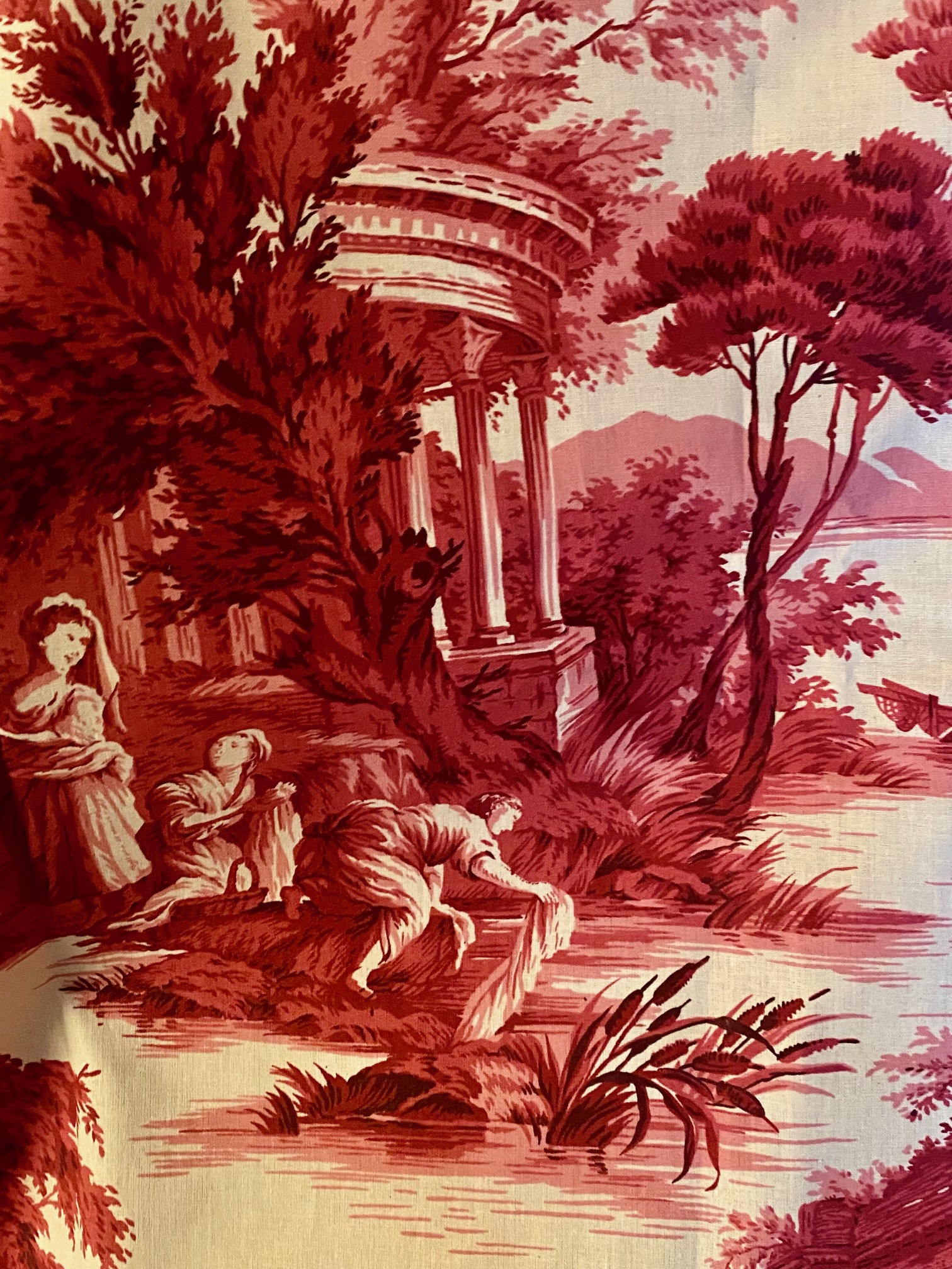 toile de jouy ancienne "scènes de pèche" coupon vue 4