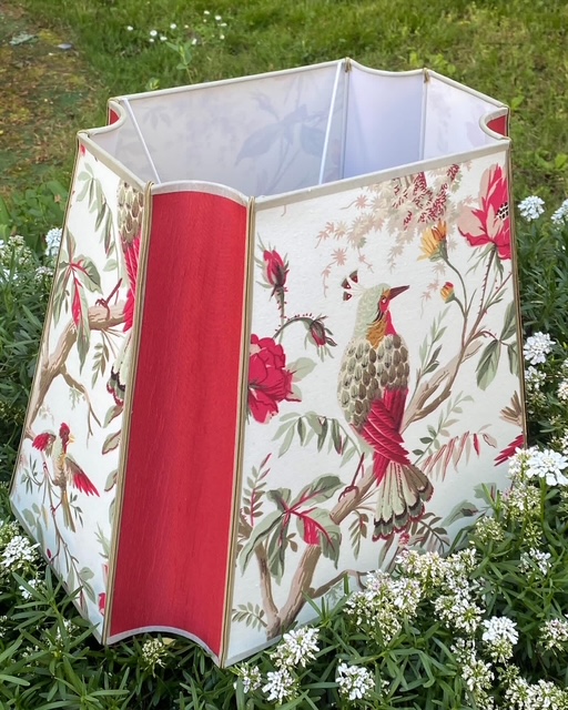 Tissu indienne oiseaux multicolores rouge et vert vue 3