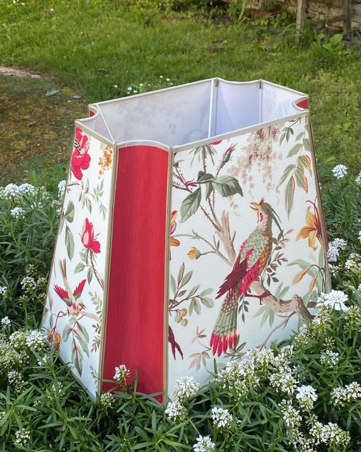 Tissu indienne oiseaux multicolores rouge et vert vue 4